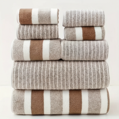 AquaPlush | Set di Asciugamani da Bagno in Pile Corallo 8 Pezzi