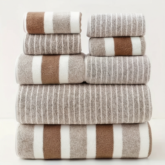 AquaPlush | Set di Asciugamani da Bagno in Pile Corallo 8 Pezzi
